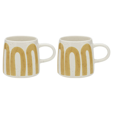 White & Yellow Nomad 340ml Stoneware Mugs (Set of 2)